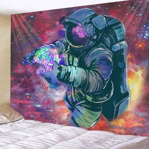 Cosmic astronaut and jellyfish wall tapestry for dreamy bedroom wall decor