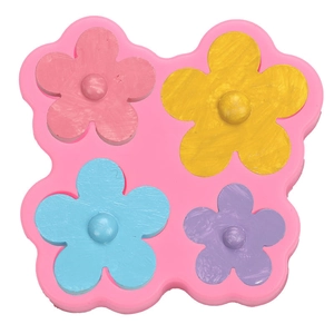 Stampo in silicone rosa a 4 cavità floreali per fondant, cioccolato e decorazioni in resina