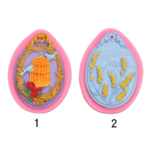 Retro Embossed Relief Silicone Mold Birdcage Rose Wheat Ear Teardrop Shape For Fondant Cake Chocolate DIY Craft Aromatherapy