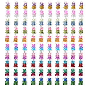 Colorful glitter resin bear pendants set with metal loops for DIY jewelry making