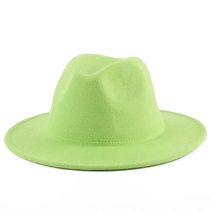 Classic bright neon green wide brim wool felt fedora jazz hat for men and women