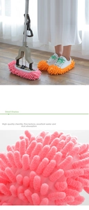 Detail of premium pink and orange chenille slippers showing fiber texture and absorption