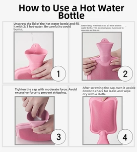 Step-by-step guide for filling and sealing the pink PVC hot water bottle safely