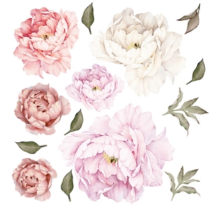 Peony Flower Wall Stickers PVC Watercolor Removable Floral Decals For Living Room Bedroom Nursery Home Decor