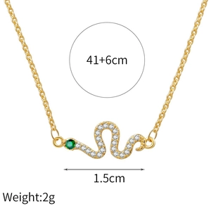 Snake pendant size 1.5cm on 41 plus 6cm gold chain with zircon details and weight spec