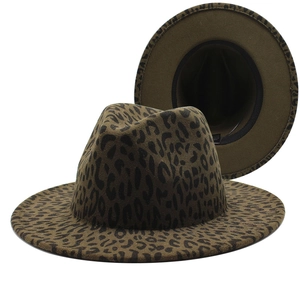 Classic wide brim leopard print fedora hat in brown and black for women and men