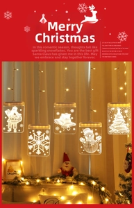 Detail showing five 3D acrylic LED hanging lights with Santa, snowman and tree patterns