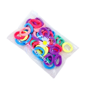 Colorful elastic hair ties set in clear zipper bag with soft fabric material