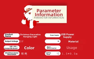 Detailed view of 3D Christmas hanging lights with 5V USB power and LED PS board materials