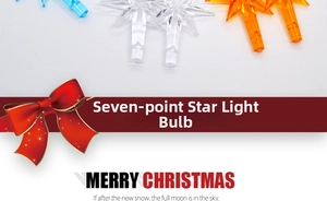 Detailed view of colorful seven-point star LED bulb inserts for ceramic Christmas trees