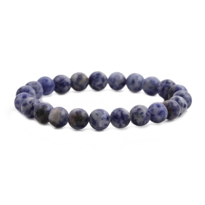 Minimalist 8mm beaded natural blue sodalite and grey stone bracelet for men