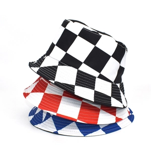Cappello da Pescatore a Quadri Double-Face per Uomo Donna Moda a Scacchiera Cappello di Cotone Protezione Solare All'aperto