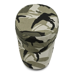 Classic jungle camouflage flat top military cap for men with premium cotton canvas texture