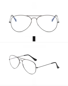 Classic gunmetal aviator glasses frame with metal double bridge and sleek temples