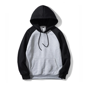 Men's contrast raglan sleeve hoodie with drawstring hood and kangaroo pocket