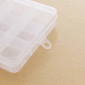 Transparent 15-compartment storage box with side hanging hole for jewelry and craft tools
