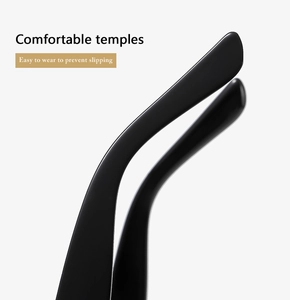 Close-up of ergonomic black temples designed for comfort and slip prevention