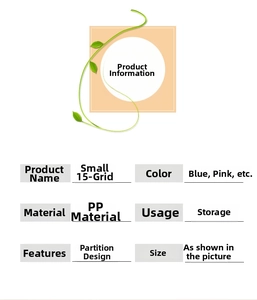 Detail specifications of 15-grid adjustable PP plastic organizer box for small items