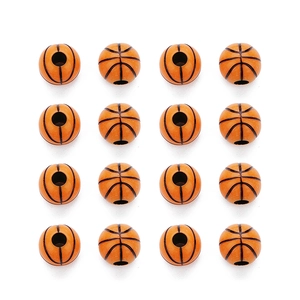 16 pack of 12mm orange basketball acrylic beads with large holes for DIY jewelry making