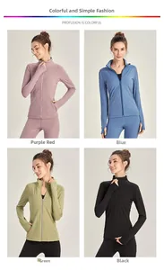 Collage de vestes de sport pour femmes zippées en violet, bleu, vert et noir