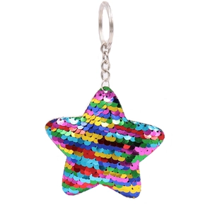 Star Shape Keychain Sequin Reflective Double Sided Colorful Sparkling Bag Pendant Hanging Decor For Women Girls Gift