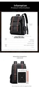 Größentabelle für großen PU-Lederrucksack mit Maßen 38x34x12cm und Gewicht 0,9kg