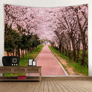 Tapisserie murale paysage fleurs de cerisier pour décoration de chambre et dortoir