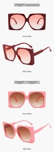 Detail view of square sunglasses with gradient lenses and durable metal hinges
