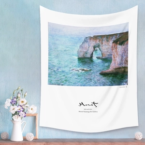 Artistic Monet Etretat Cliffs tapestry for Bohemian style wall decor in a modern room