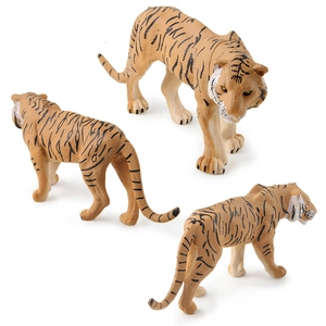 Realistic tiger animal figurine set with detailed stripes and natural muscular textures