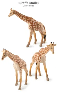 Detailed views of realistic giraffe toy model with natural brown spots and long neck