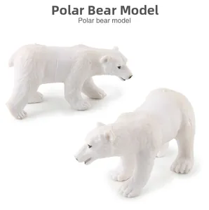Detailed view of two polar bear animal models with realistic fur texture and white finish