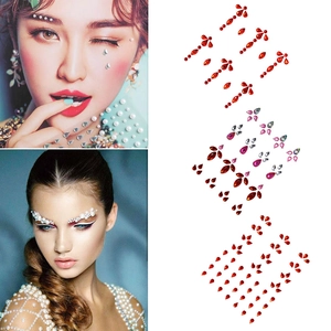 Face Rhinestone Stickers Self Adhesive Eye Gems Resin Faux Artificial Pearl Body Art Makeup Decoration For Party Festival Rave