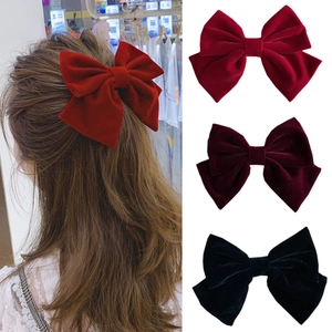 Samt Schleife Haarspange Set in Rot, Burgund und Schwarz für elegante Frisuren