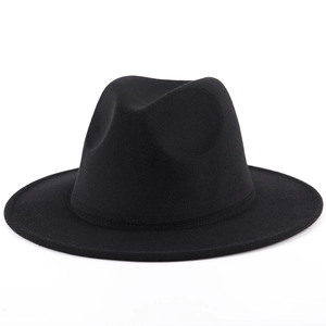 Fedora Hat Wide Brim Cotton Polyester Felt British Style Jazz Cap For Men Women Solid Color Retro Sunshade