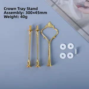 Golden crown handle metal tray stand kit for resin tiered trays, size 300x45mm