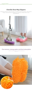 Close-up of chenille mopping slippers showing soft fibers and elastic band for easy cleaning