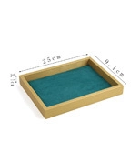Bamboo jewelry display tray with microfiber lining and 25x9.1x2.1cm size markings