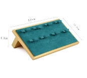 Bamboo jewelry display stand with teal microfiber lining for rings and earrings