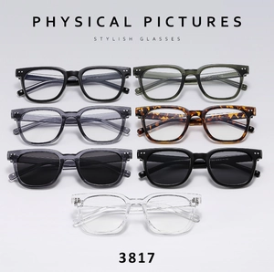 Collection of seven square polarized sunglasses with metal rivets in various colors