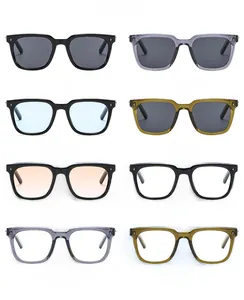 Collection of trendy square sunglasses in 8 colors with metallic cross star rivets