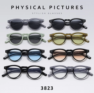 Affichage matriciel de lunettes de soleil ovales rétro en huit couleurs avec rivets