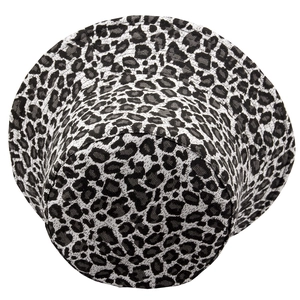 Minimalist black and white leopard print bucket hat for women in high-quality fabric