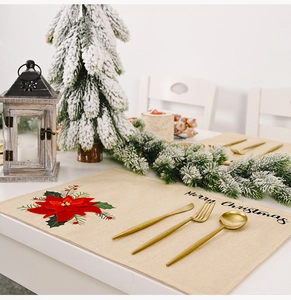 Details der Weihnachts-Platzdeckchen mit Weihnachtsstern-Motiv auf festlichem Tisch