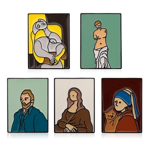Lot de 5 épinglettes en émail d'art célèbre avec la Joconde et Van Gogh
