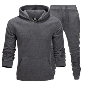 Survêtement en polaire gris foncé pour homme avec sweat à capuche et pantalon de jogging