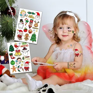 Kids Christmas temporary tattoos featuring Santa Claus, reindeer and festive party designs