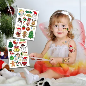 Tatouages temporaires de Noël pour enfants avec Père Noël, renne et motifs de fête