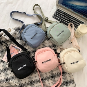 Women Canvas Crossbody Bag Small Square Shoulder Purse Solid Color Korean Style Student Casual Messenger Bag