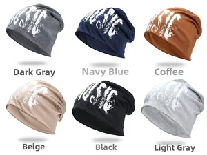 Collection of music letter print knit beanies in six colors for hip-hop streetwear style